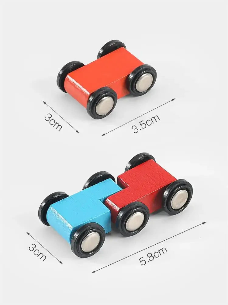 Wooden learning toys-47 Track Wooden Ramp Racing Toddler Toy Car Set Montessori Educational Toy Game Mini Inertia Slide Roller Coaster Racing