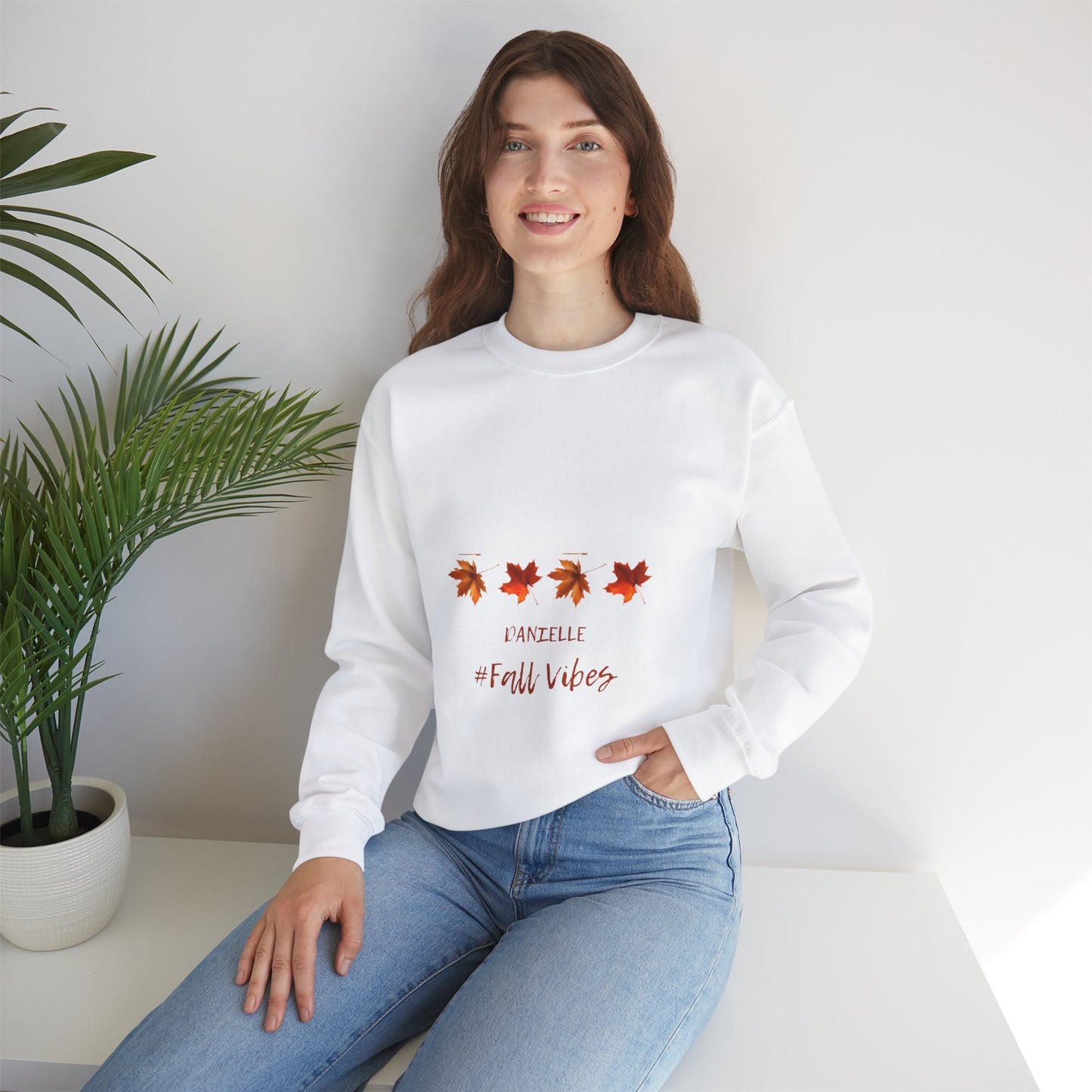 Fall Vibes Personalized Men or Women Crewneck Sweatshirt in many colors