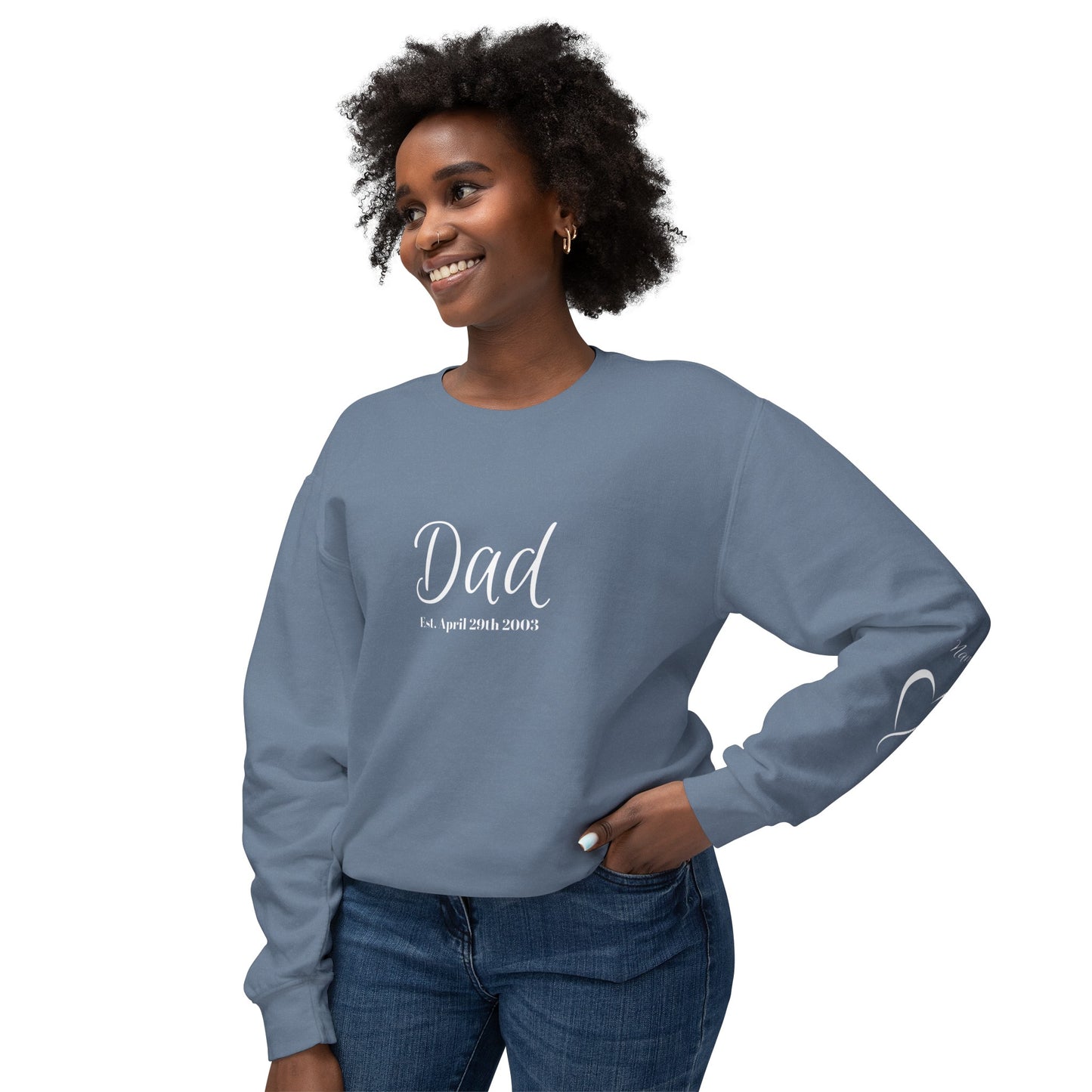 Custom Dad Sweatshirt Name On Sleeve With Heart| Gift for Dad