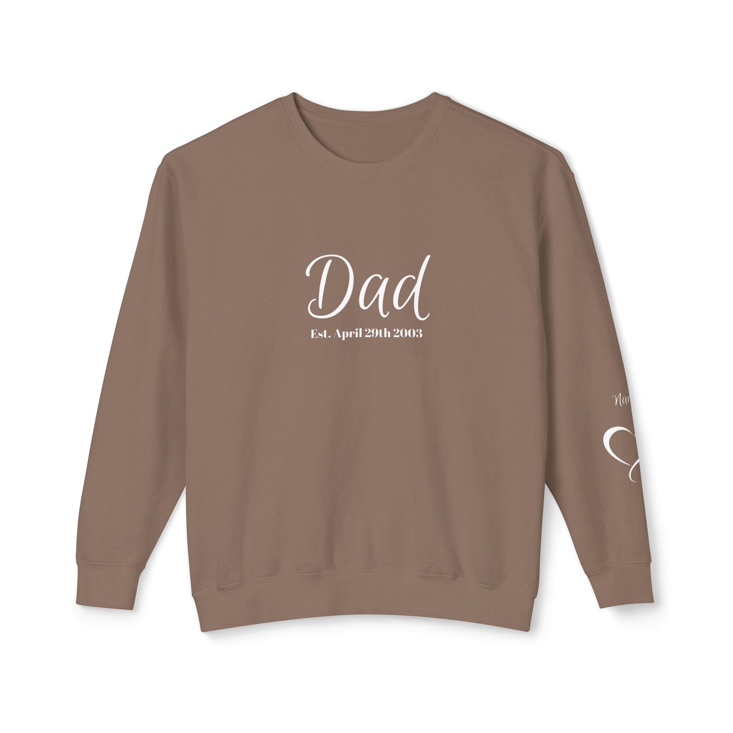 Custom Dad Sweatshirt Name On Sleeve With Heart| Gift for Dad