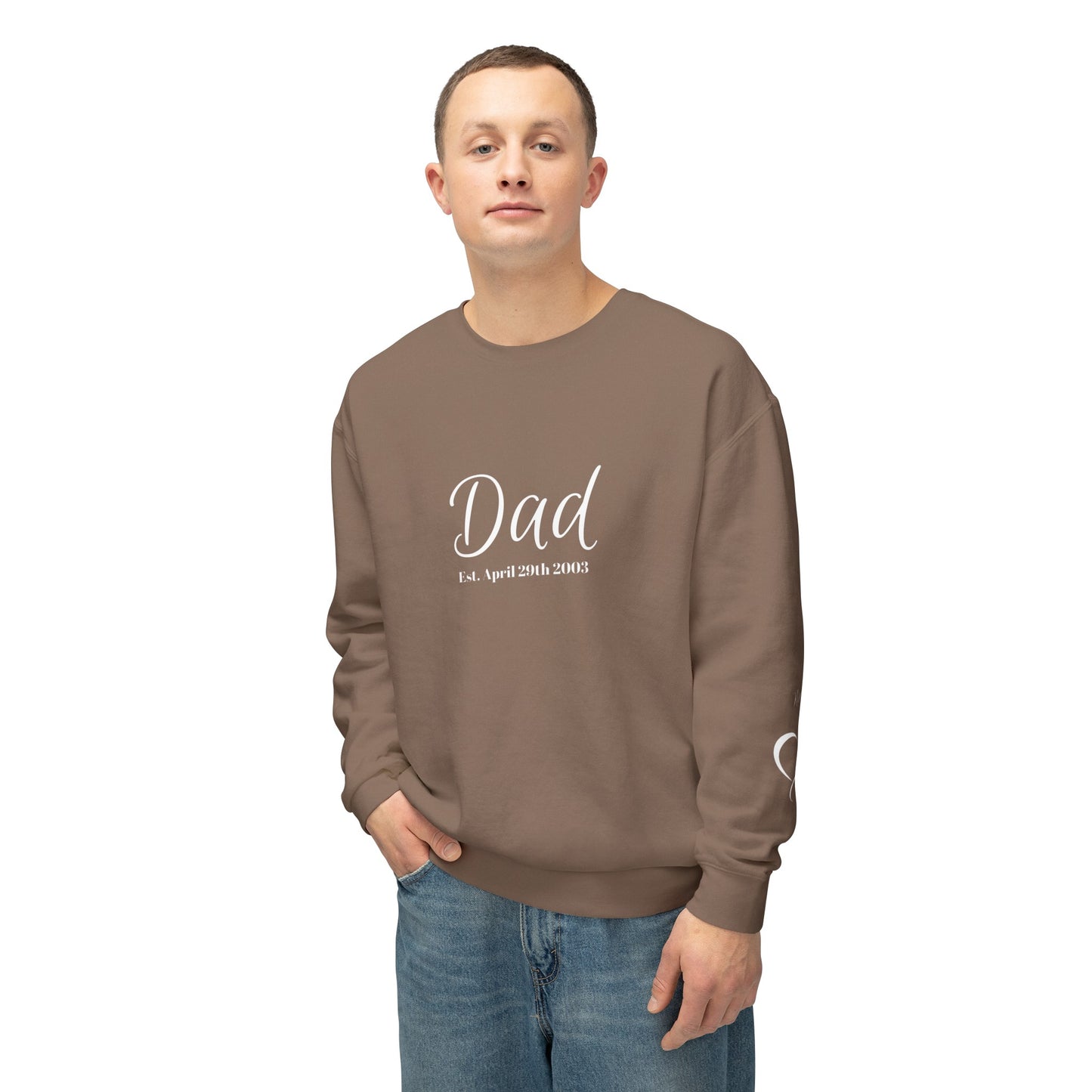 Custom Dad Sweatshirt Name On Sleeve With Heart| Gift for Dad