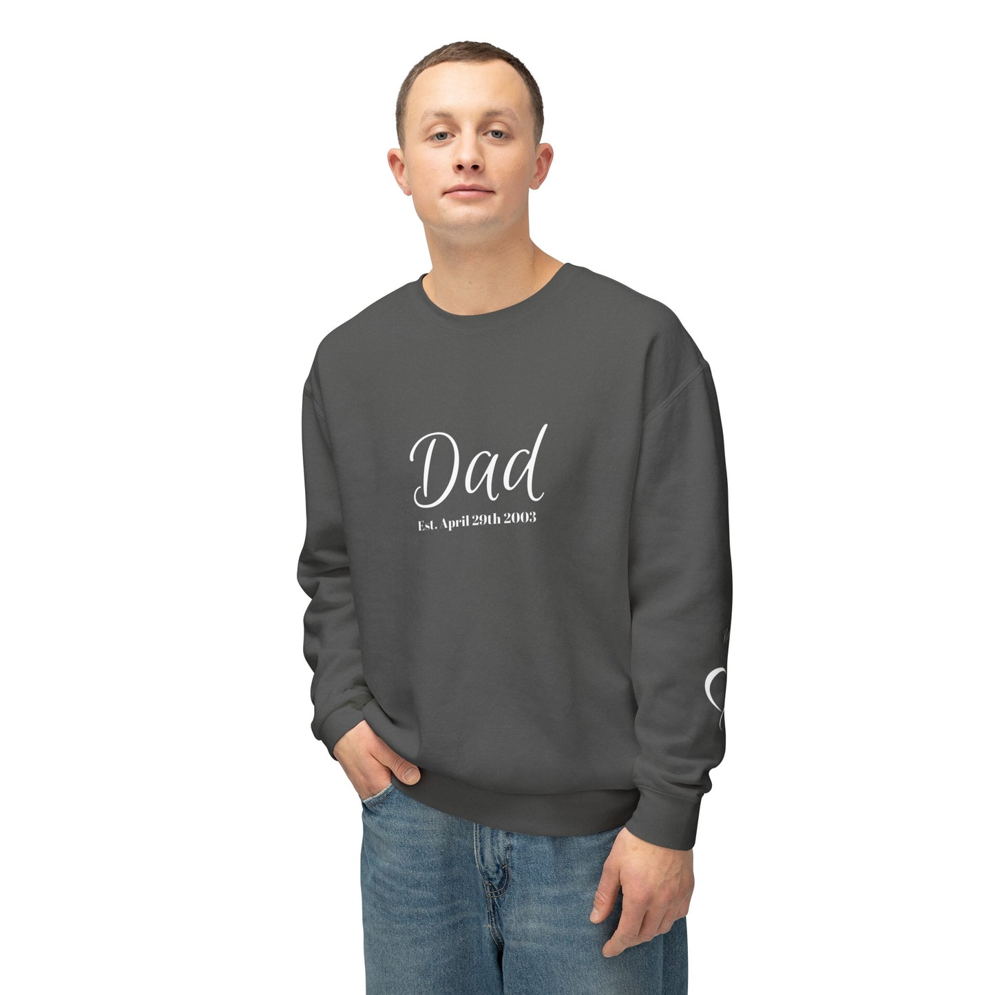 Custom Dad Sweatshirt Name On Sleeve With Heart| Gift for Dad