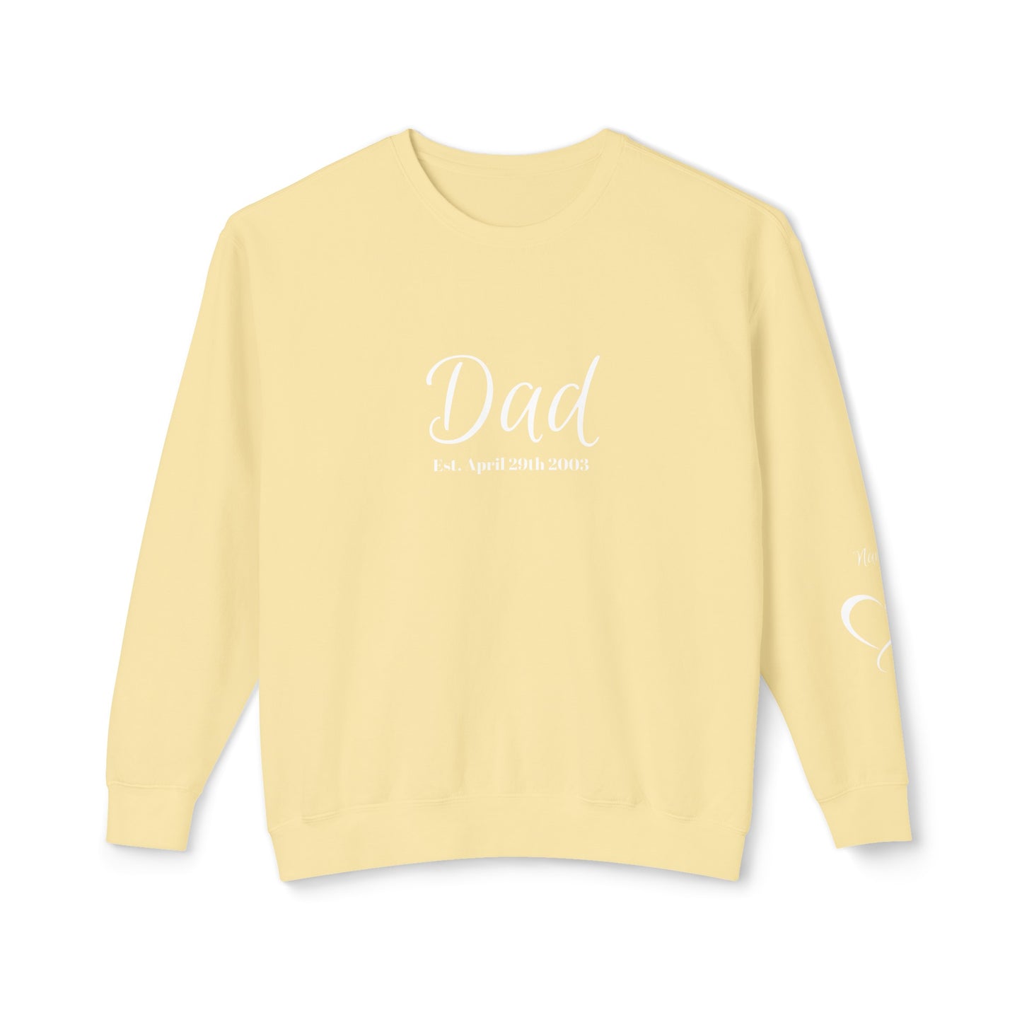 Custom Dad Sweatshirt Name On Sleeve With Heart| Gift for Dad