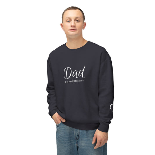 Custom Dad Sweatshirt, Name On Sleeve With Heart, Dad Shirt With Date, Dad Est Year Shirt, Gift For New Dad, Father's Day Gift