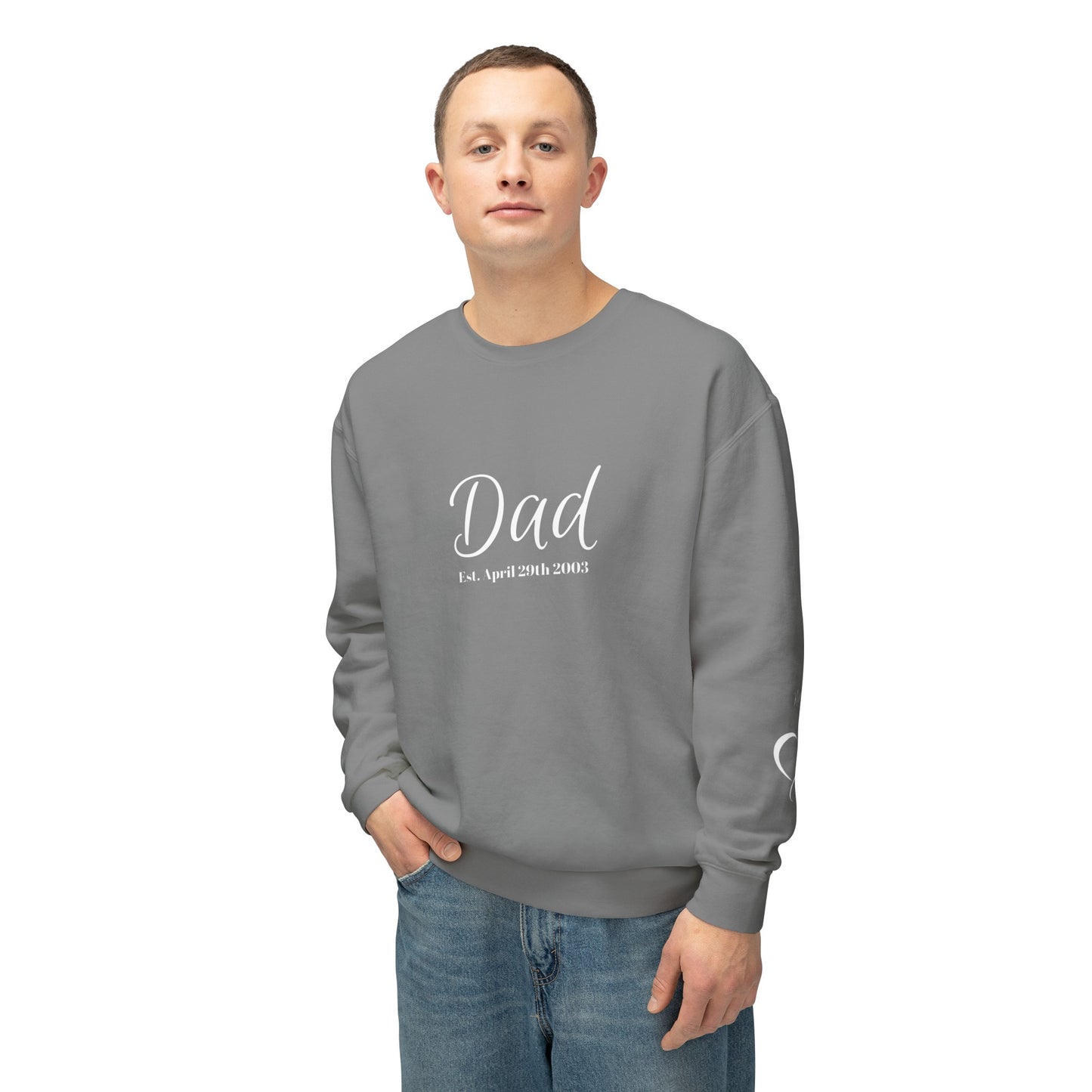 Custom Dad Sweatshirt Name On Sleeve With Heart| Gift for Dad