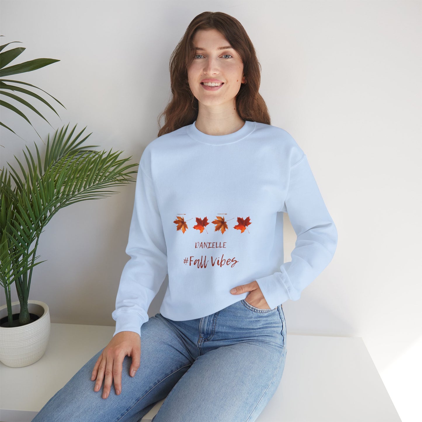 Fall Vibes Personalized Men or Women Crewneck Sweatshirt in many colors