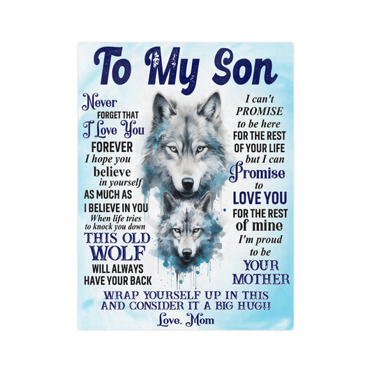 Wolf Velveteen Blanket - Soft Keepsake Gift for Son from Mom