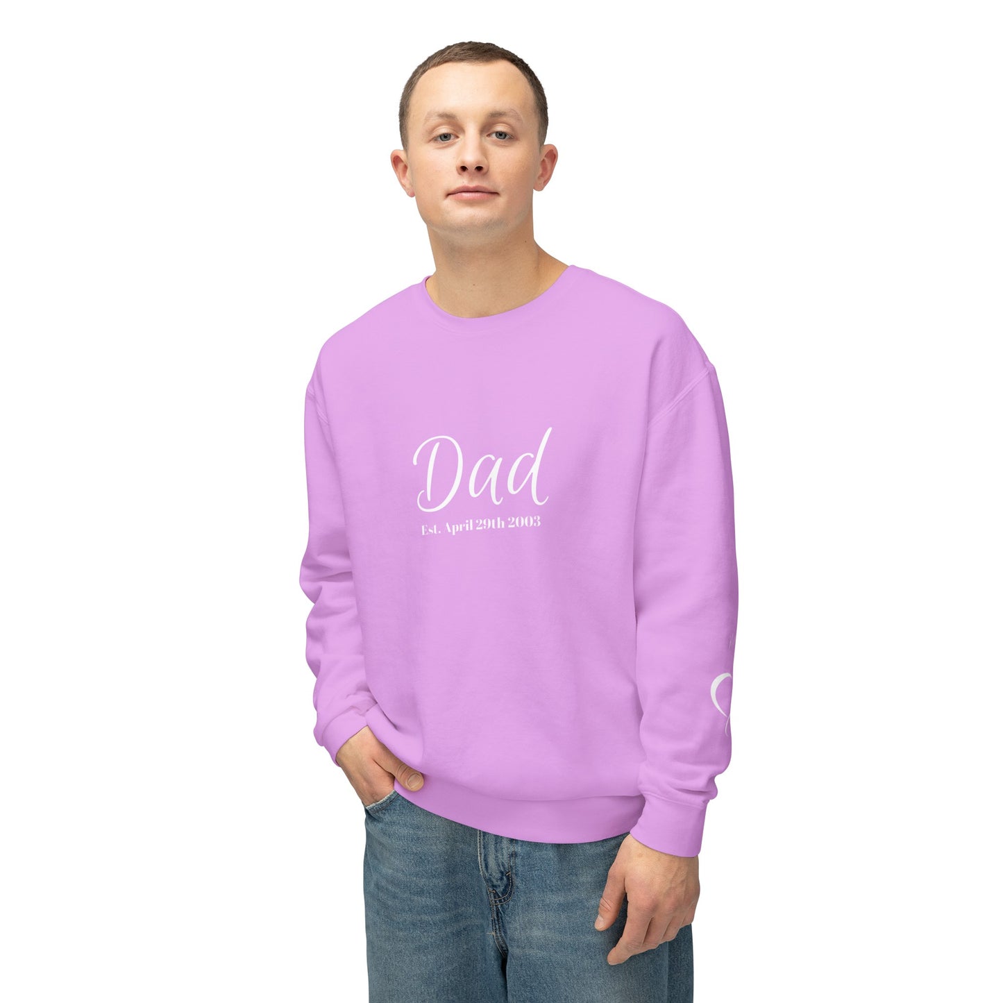 Custom Dad Sweatshirt Name On Sleeve With Heart| Gift for Dad