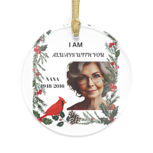 Personalized Remembrance Ornament with Photo and Date for a Cherished Loved One