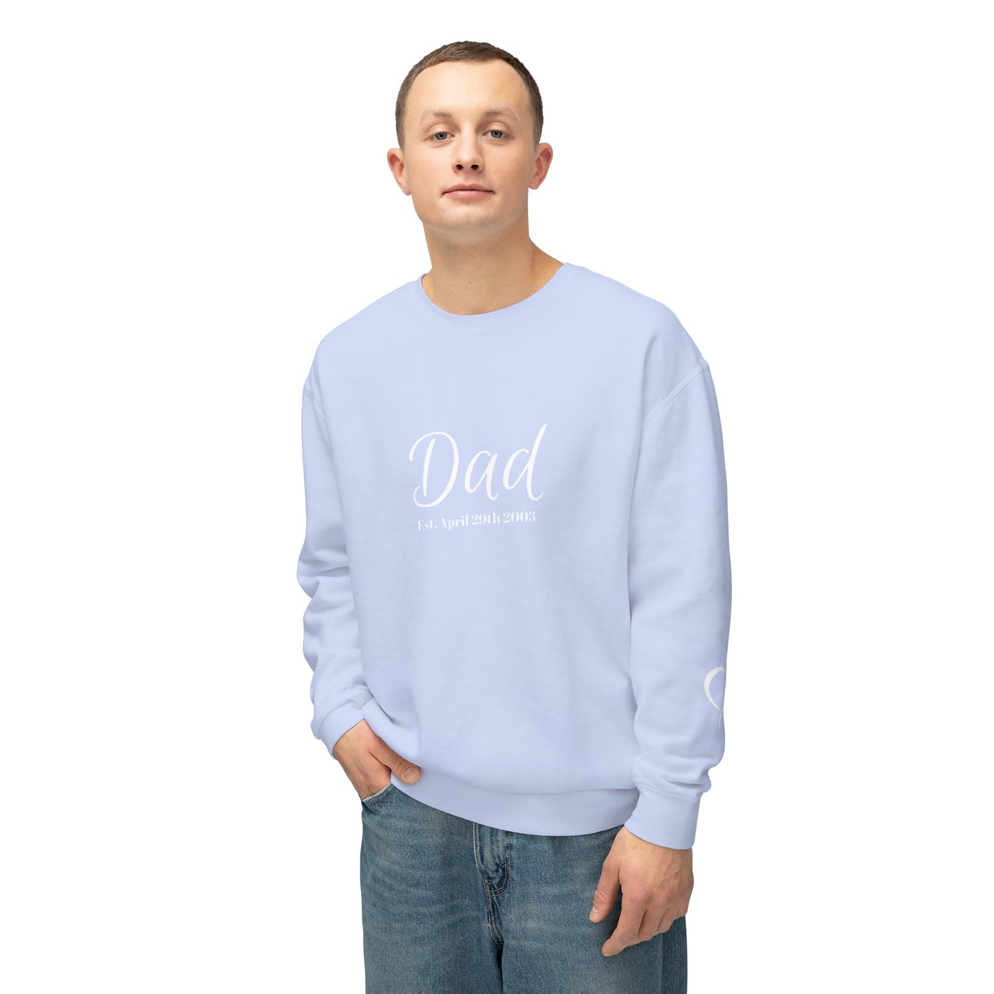 Custom Dad Sweatshirt Name On Sleeve With Heart| Gift for Dad