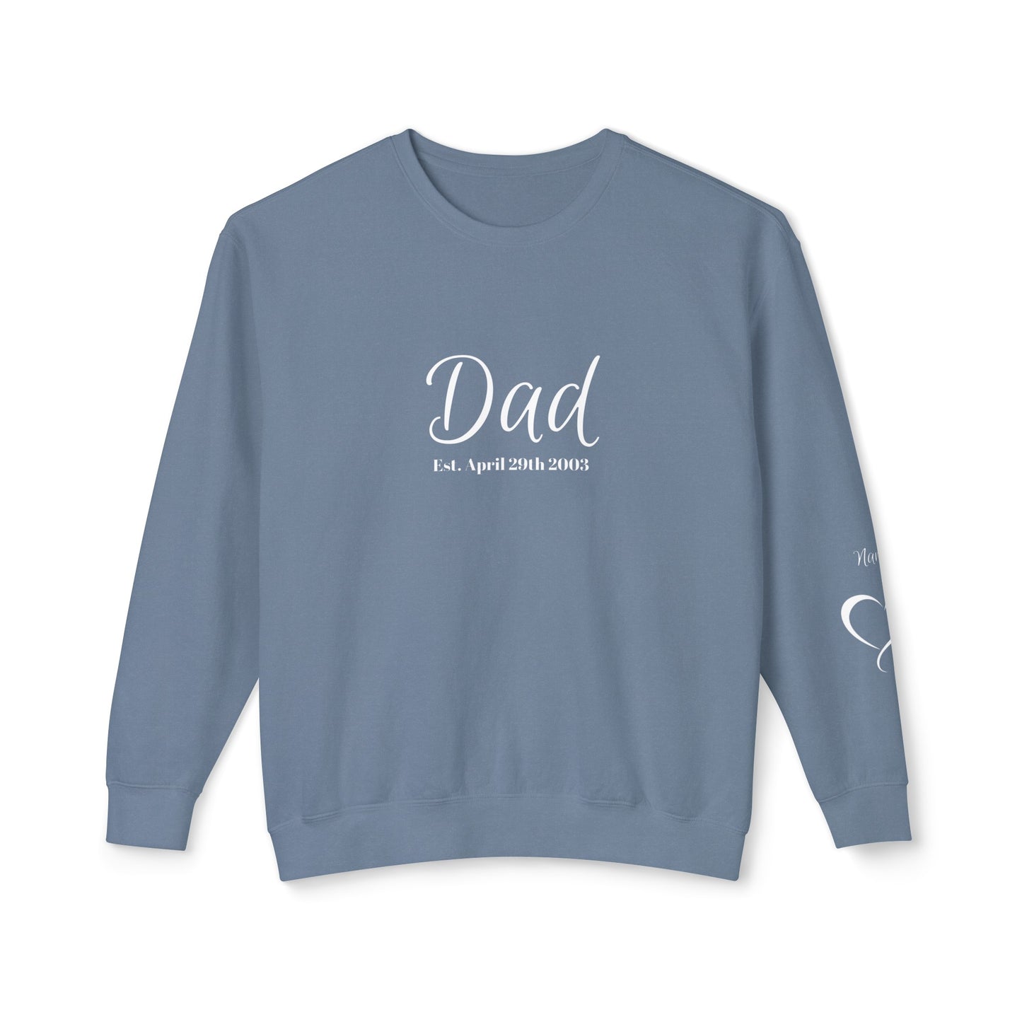 Custom Dad Sweatshirt Name On Sleeve With Heart| Gift for Dad