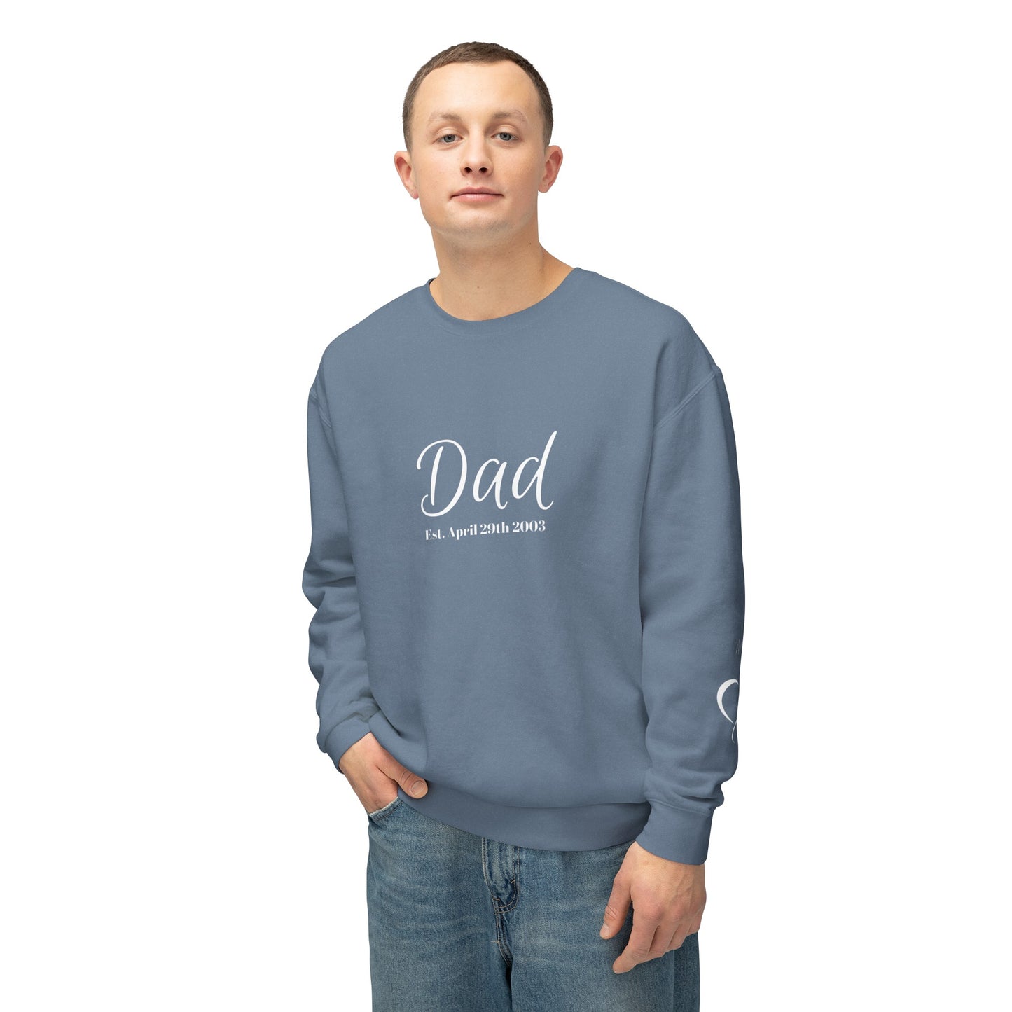 Custom Dad Sweatshirt Name On Sleeve With Heart| Gift for Dad