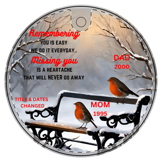 Ceramic Ornament - Red Robins Winter Scene Memorial Decoration for Christmas