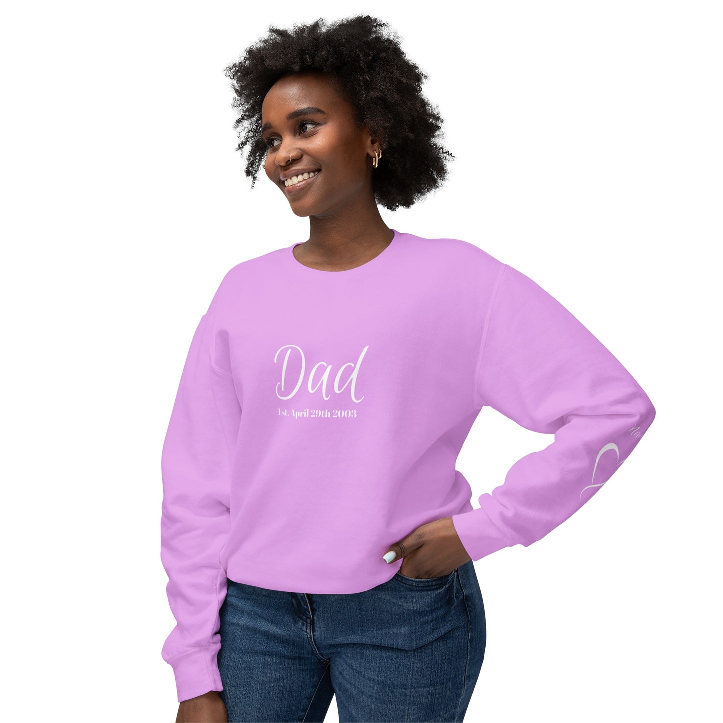 Custom Dad Sweatshirt Name On Sleeve With Heart| Gift for Dad