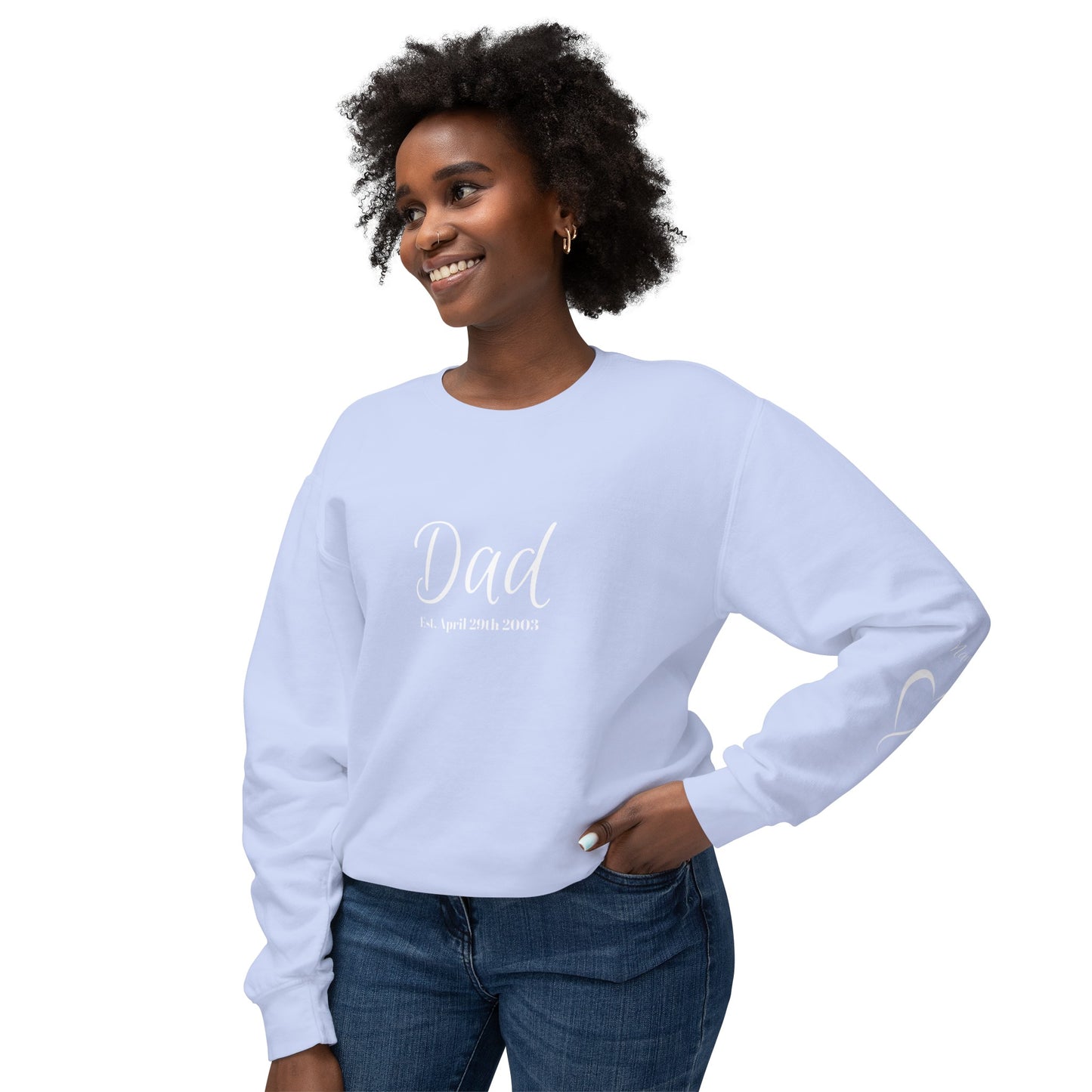 Custom Dad Sweatshirt Name On Sleeve With Heart| Gift for Dad