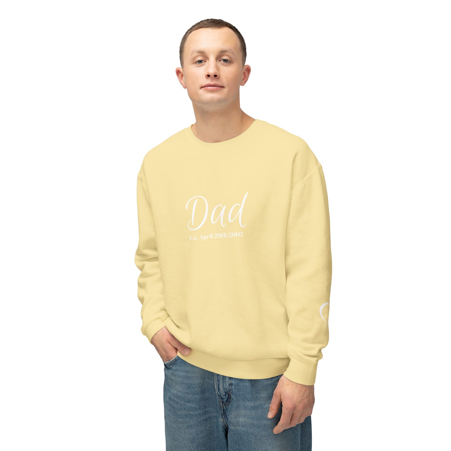 Custom Dad Sweatshirt Name On Sleeve With Heart| Gift for Dad