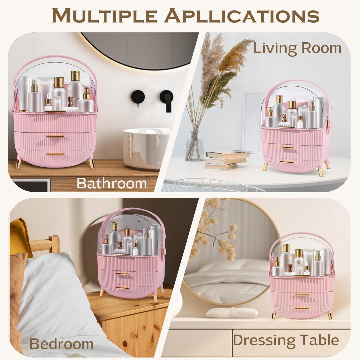 Makeup Organizer with Drawers-Light Green Makeup Organizer with Lid