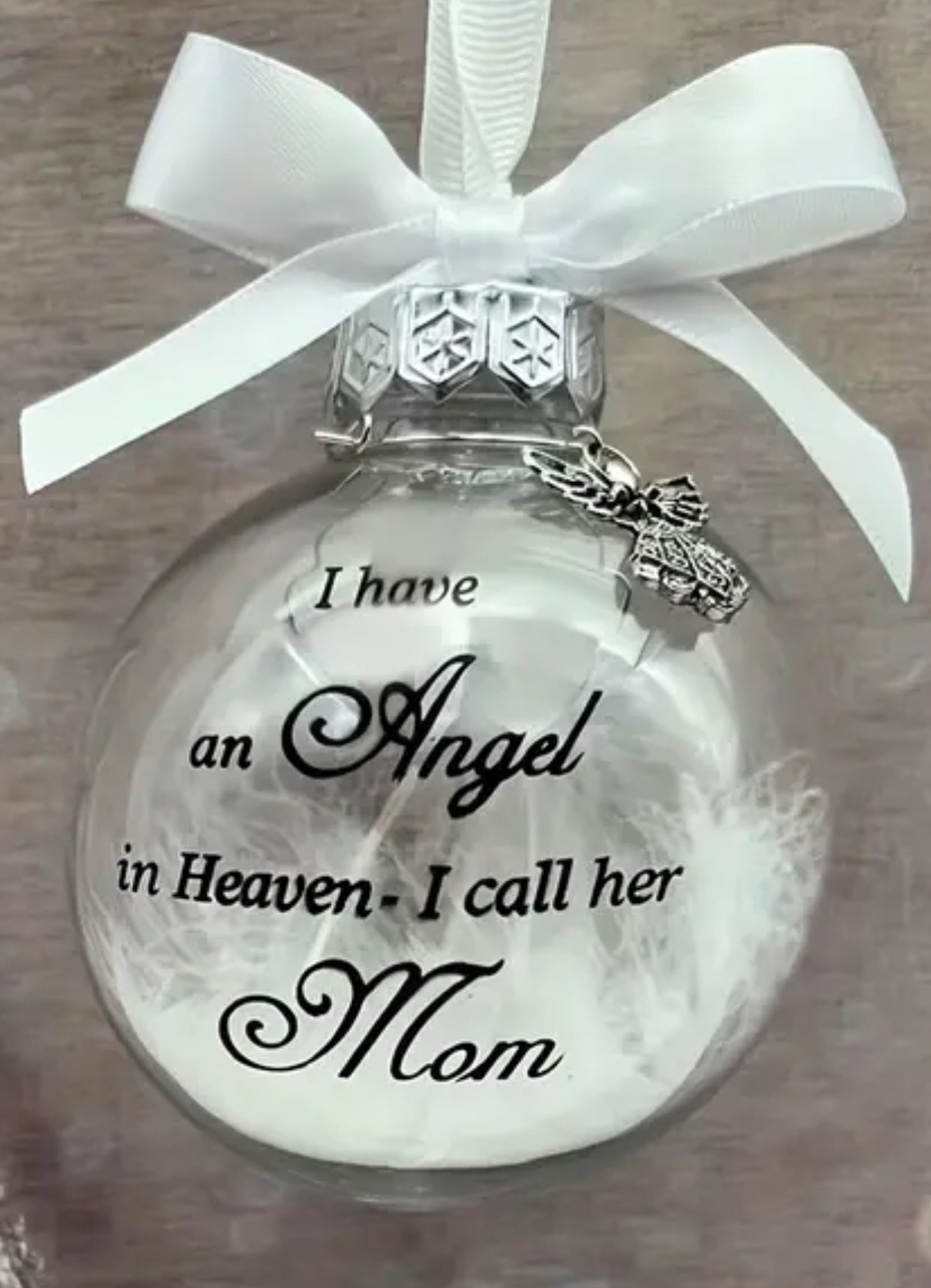 Christmas Memorial Feather Ball Angel Ornament I Have an Angel in Heaven I Call DAD Family Memorial Loss of Loved One Hanging Pendant Xmas Tree Décor