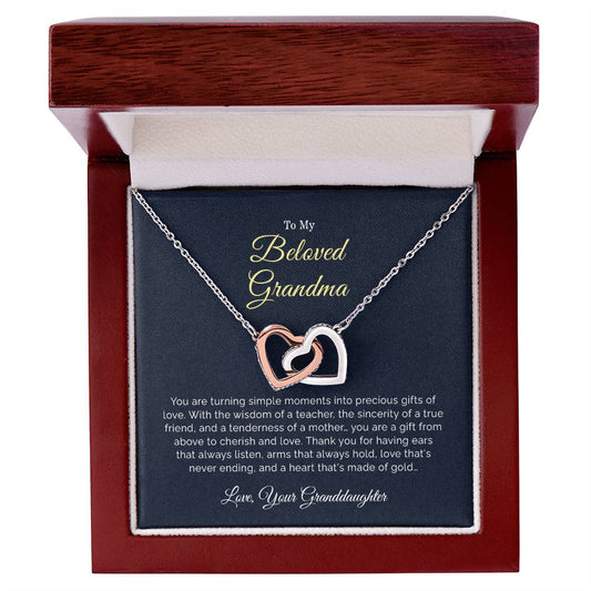 To My Beloved Grandma | Interlocking Hearts necklace