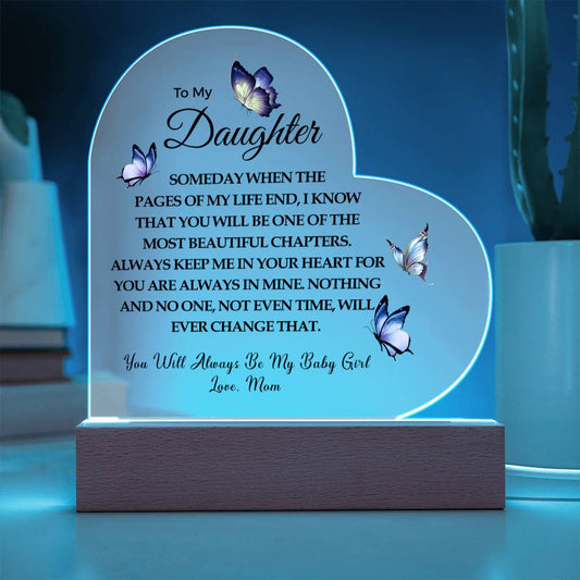 To My Daughter | My Babygirl Printed Heart Acrylic Plaque